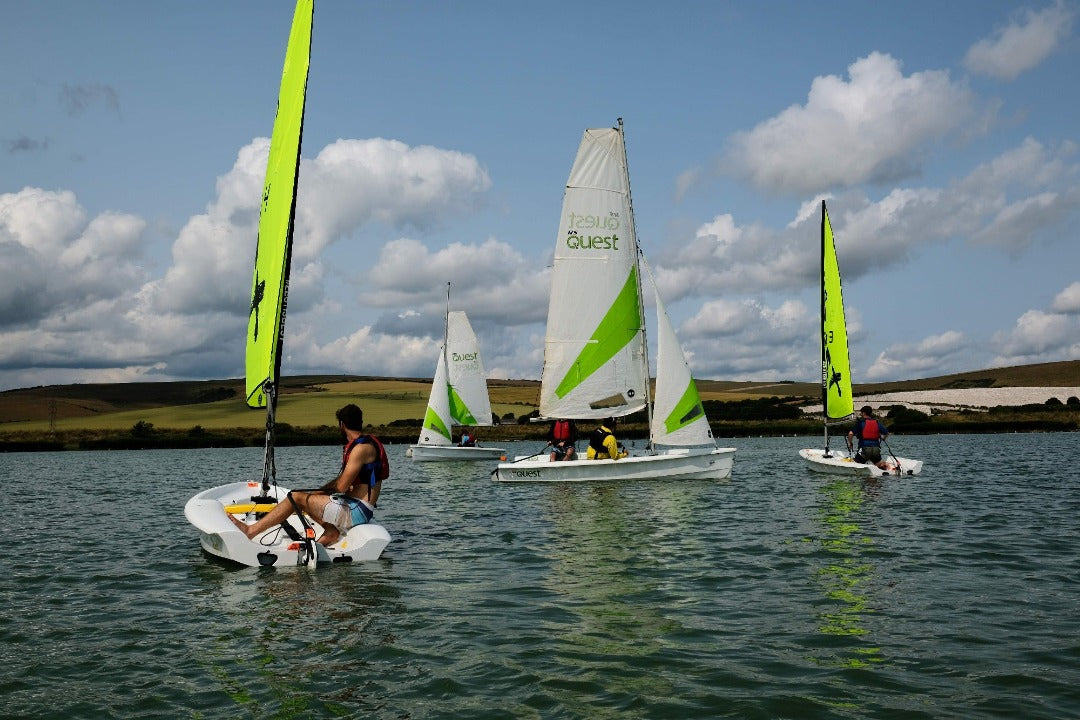 Five sailing boats on Piddinghoe lake