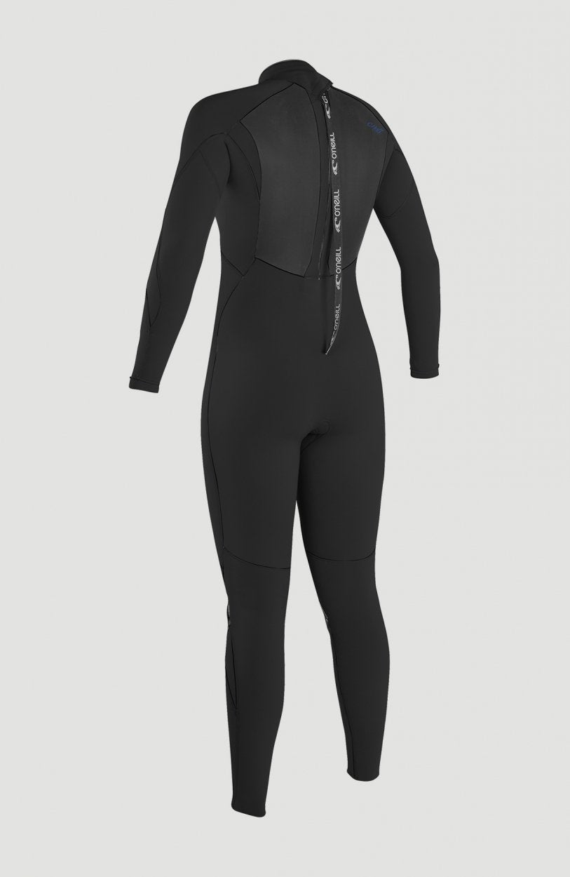 O'Neill Epic Women's 5/4mm Black Full Wetsuit with UltraFlex neoprene, blackout zip, and silver logo