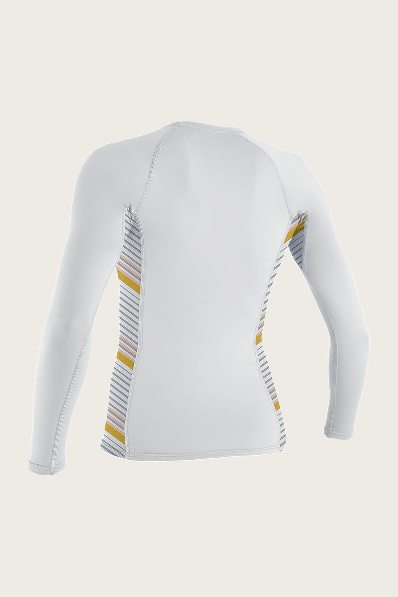 O'Neill Women's Side Print Long Sleeve Rash Guard - White/ Mika - 5406S