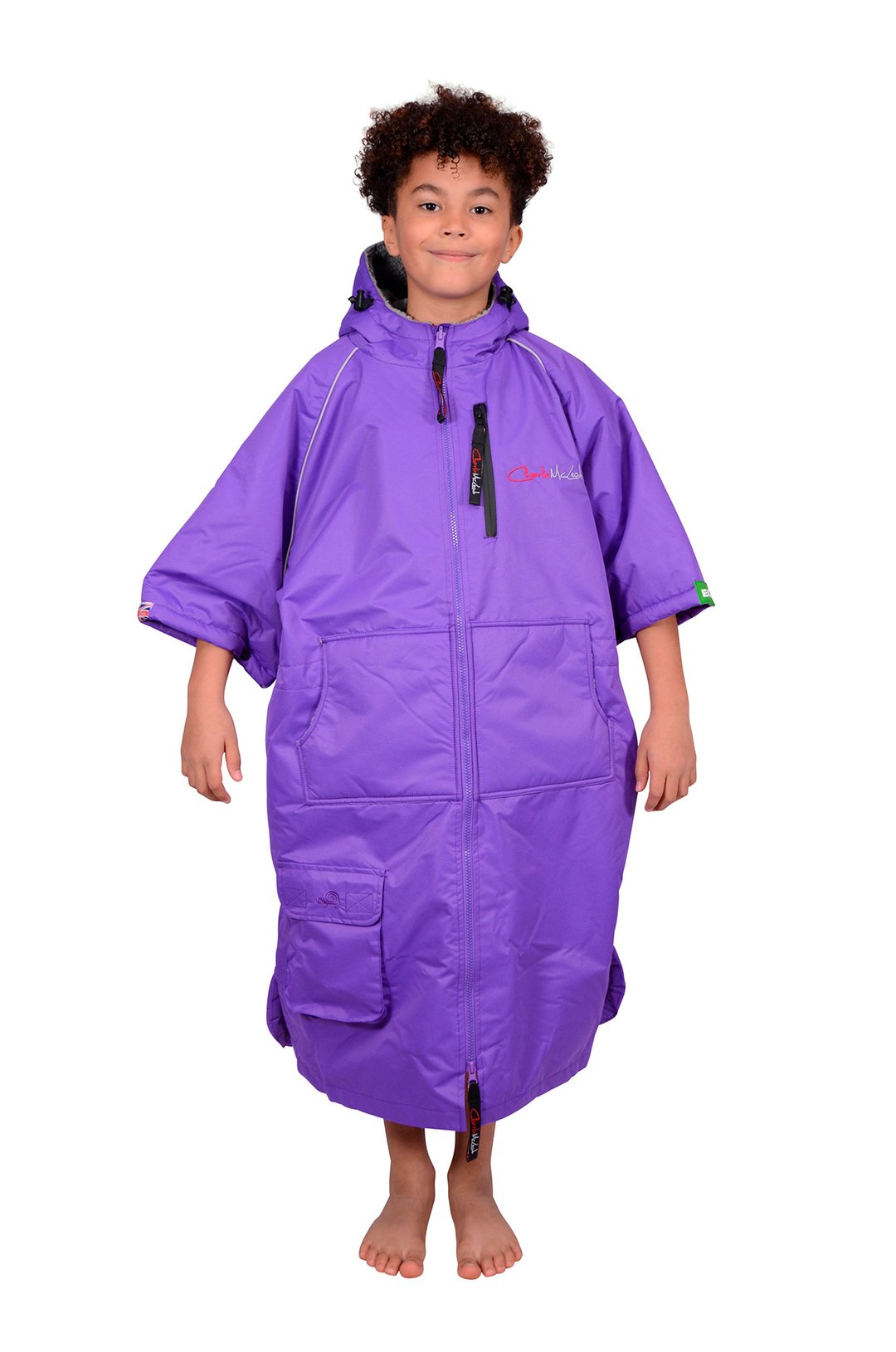 Charlie McLeod - Eco Short Sleeve Changing Robe - Purple/ Grey - Kids