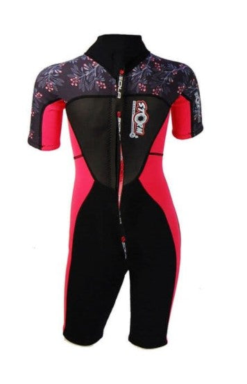 Sola Storm Kids 3/2mm Shortie Wetsuit - Pink/Berry - A1723