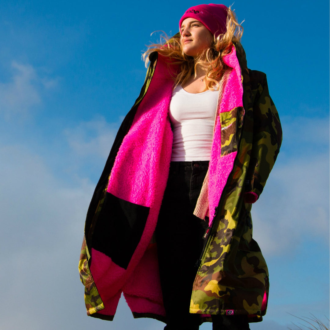 Dryrobe Long Sleeve Changing Robe - Camo/ Pink