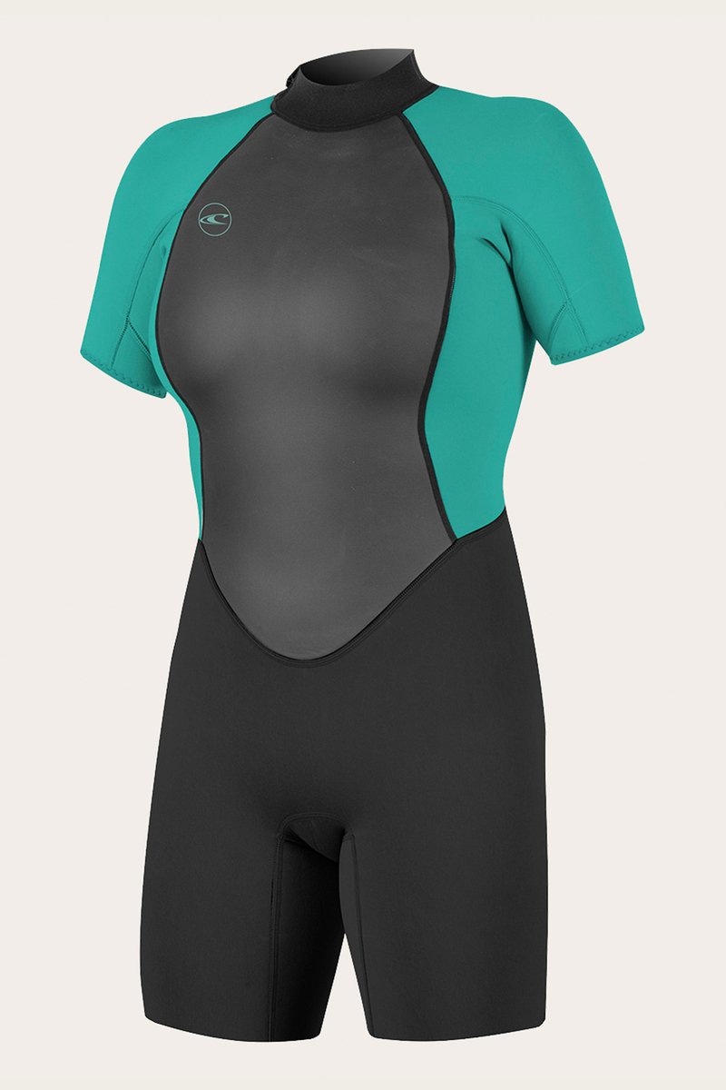 O'Neill Reactor-2 BZ 2mm Women's Spring Shorty Wetsuit - Black/Aqua - 5043
