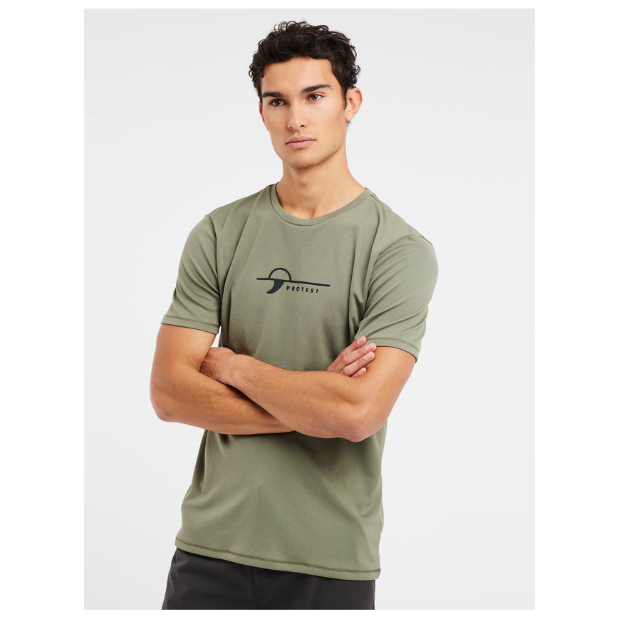 Protest PRTLEGUNDI Men's Lycra Rashguard Surf T-Shirt - Artichoke Green