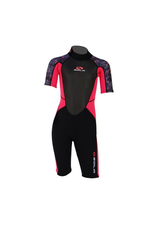 Sola Storm Kids 3/2mm Shortie Wetsuit - Pink/Berry - A1723