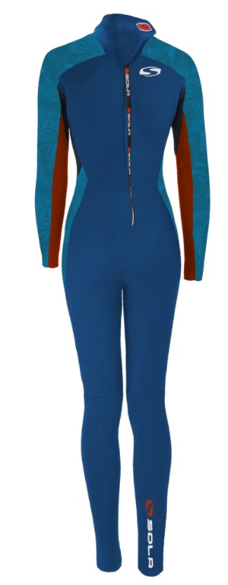 Sola Star Women's 5/4mm Glued Blindstitched Back Zip Full Wetsuit - Blue/ Red/ Palm - A1503
