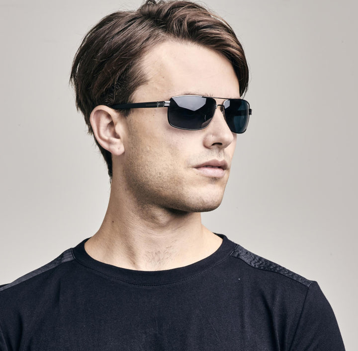 DURNESS SUNGLASSES - SHINY BLACK METAL - SINTEC® LENS