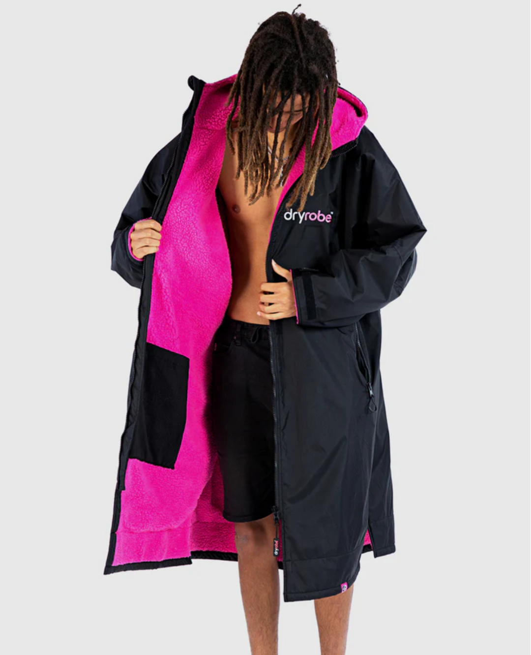 Dryrobe Long Sleeve Changing Robe - Black/ Pink