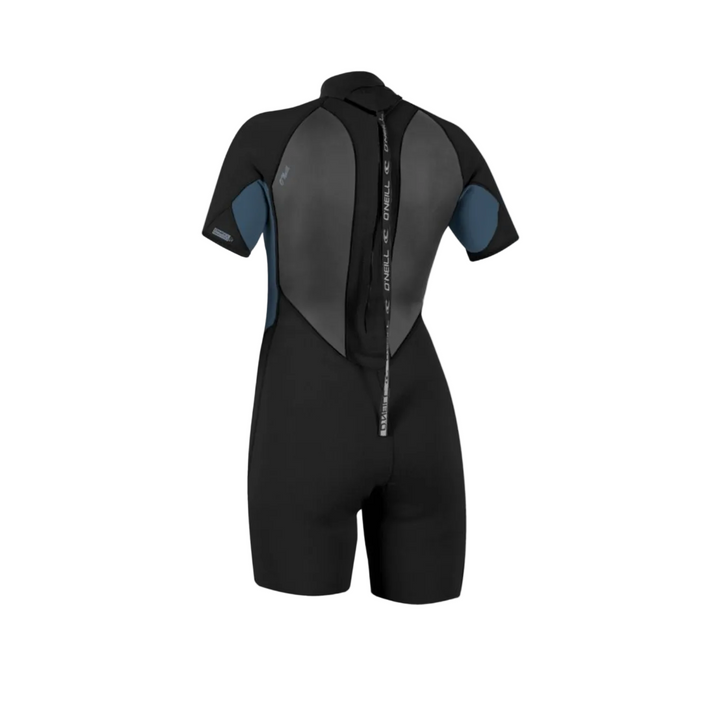 O'Neill Womens 2mm Reactor Back Zip Shorty Spring Wetsuit - Black/Copenblue