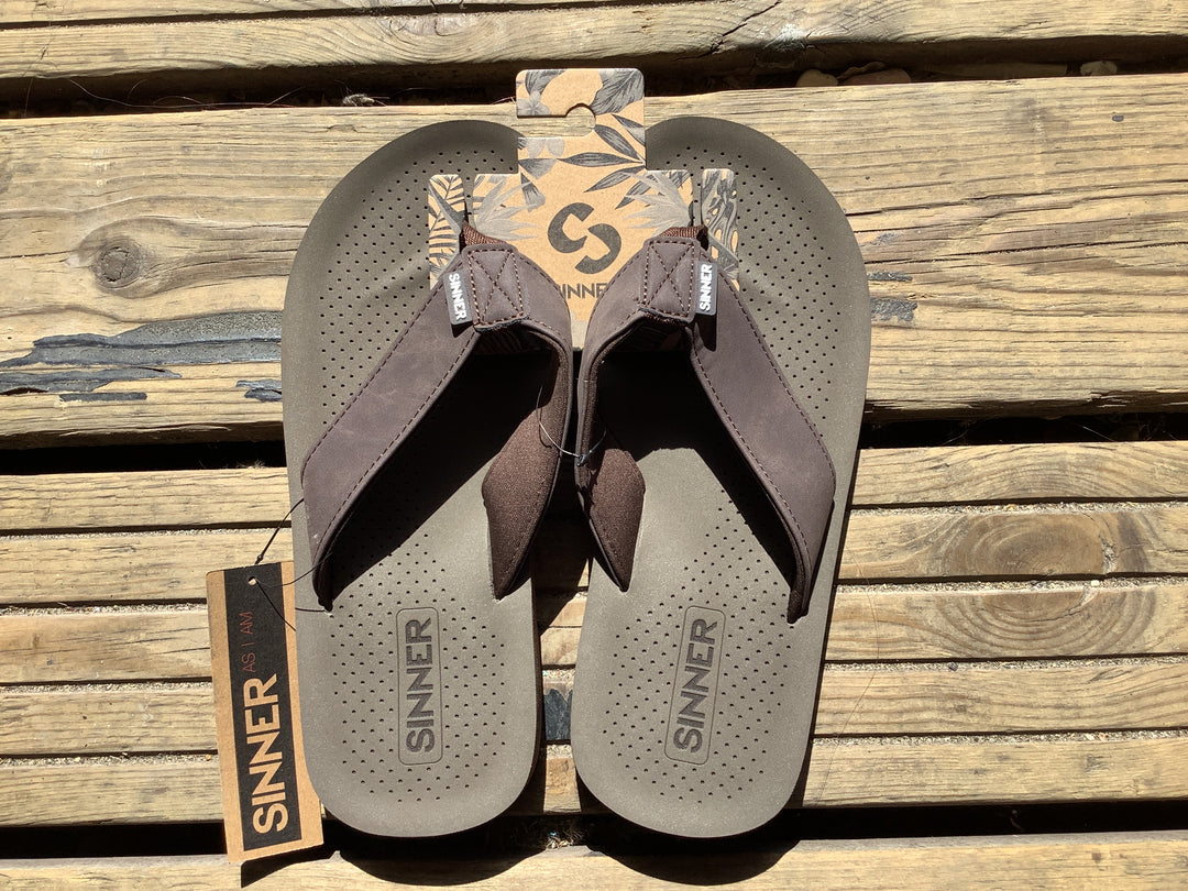 Sinner Mens Makaha Sandals- Brown