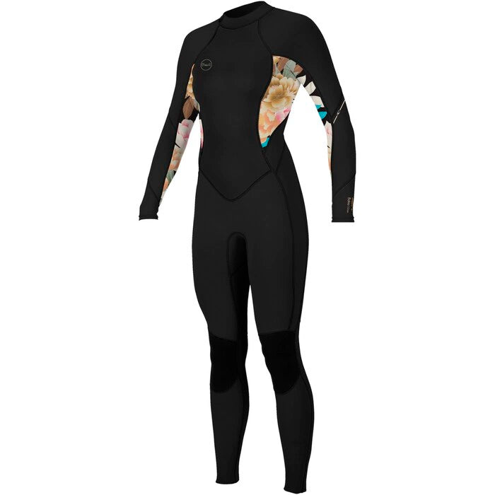 O’Neill Women’s Bahia 3/2mm Back Zip Full Wetsuit – Black/Mikah Floral