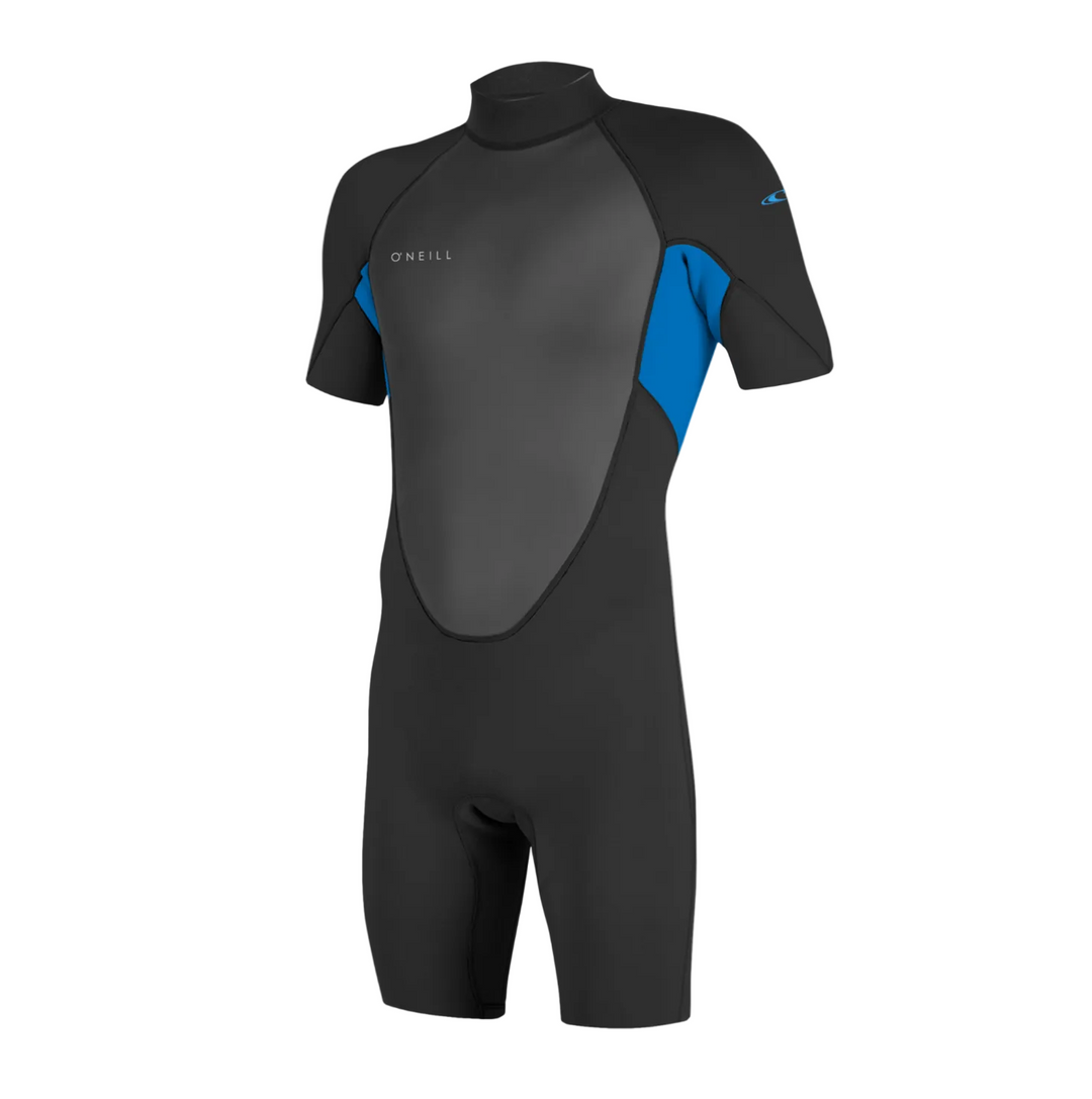 O’Neill Mens Reactor-2 2mm Back Zip Shorty Wetsuit- Black/Ocean