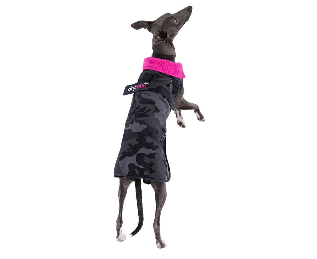 Dryrobe Dog/Pet Jacket - Black Camouflage/Pink