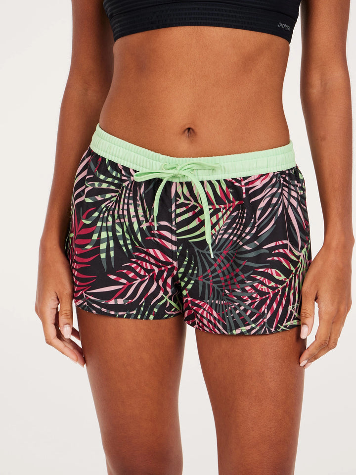 Protest PRTSPY Women's Swim/ Beach Shorts - Pillow Pink Leaf Pattern