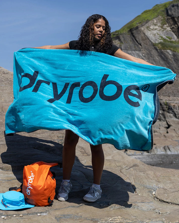 Dryrobe Beach Towel - Blue/ Charcoal Grey