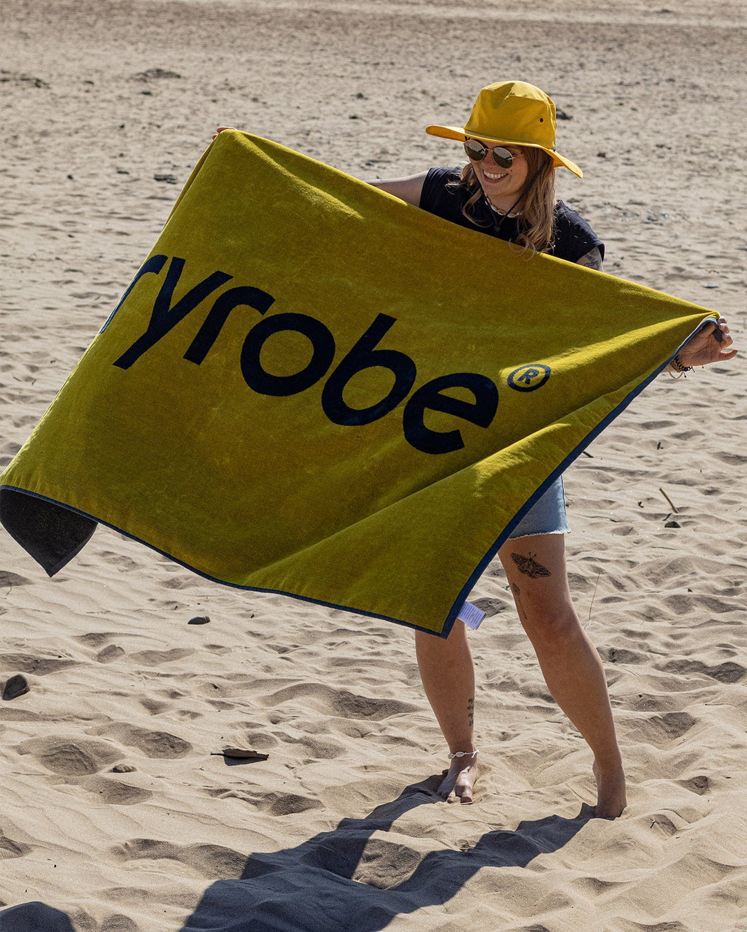 Dryrobe Beach Towel - Yellow/ Charcoal Grey