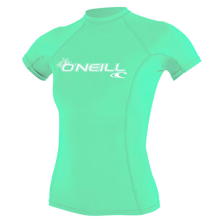 O'Neill Basic Skins Women's Short Sleeve Rash Guard Sun Shirt - Light Aqua