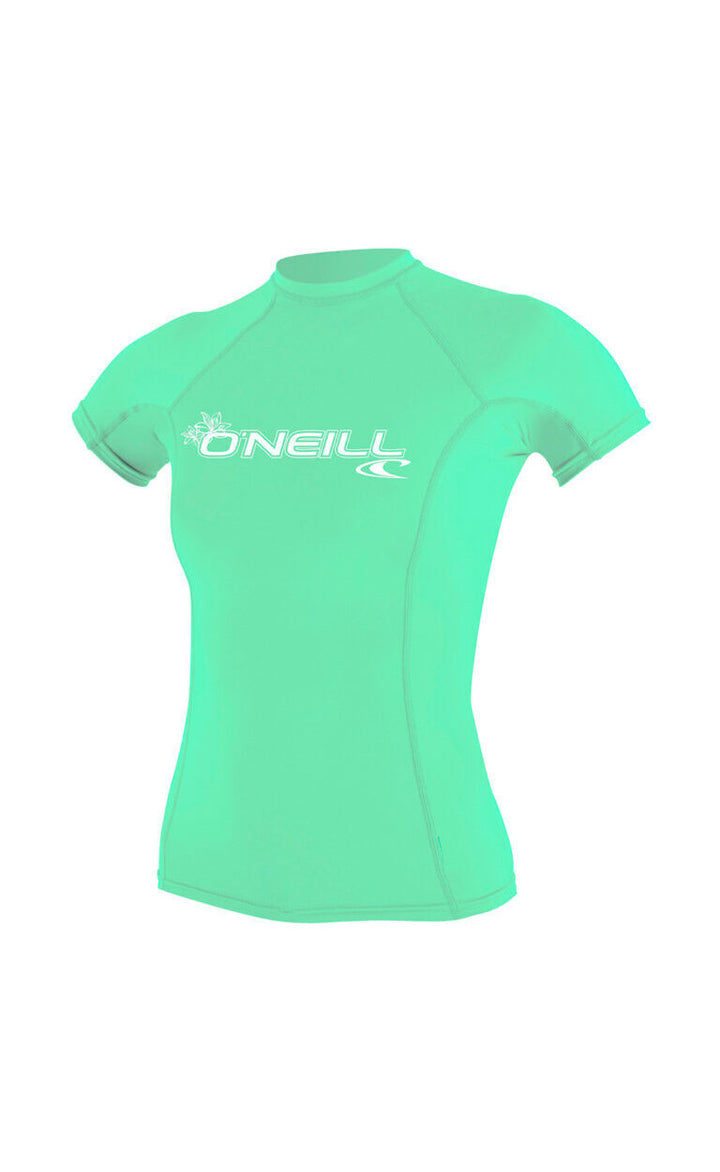 O'Neill Basic Skins Women's Short Sleeve Rash Guard Sun Shirt - Light Aqua