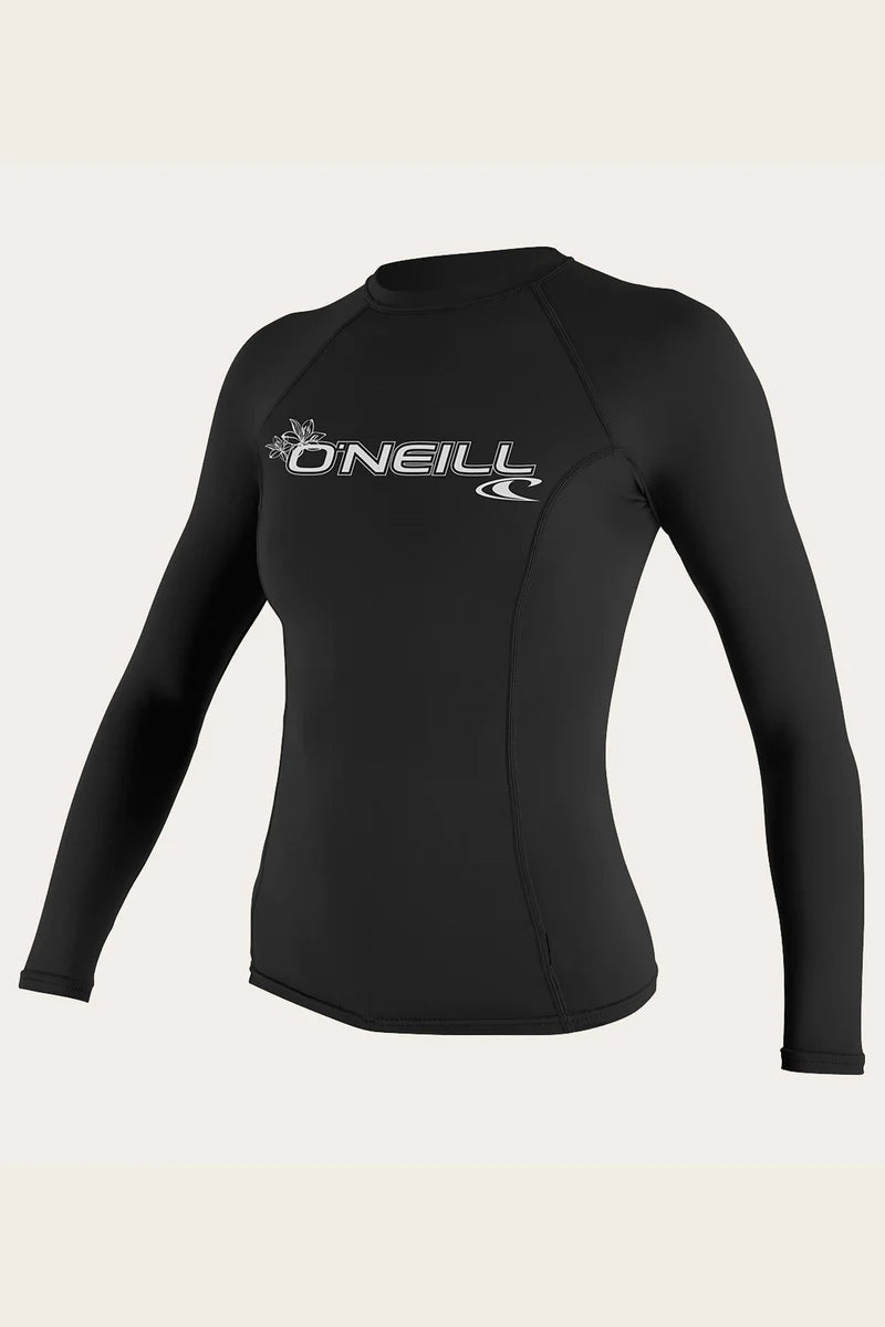 O'Neill Women's Basic Skins Long Sleeve Rash Guard - Black - 3549