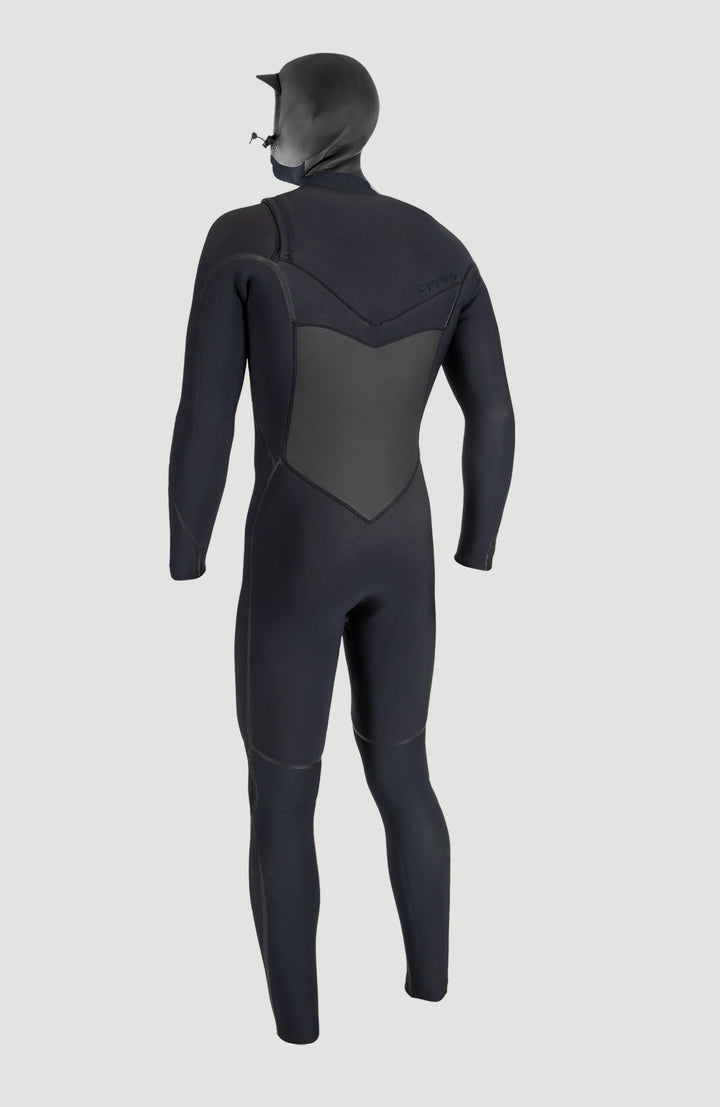 O'Neill Psycho Tech Men's 6/4mm Chest Zip Hooded Wetsuit - Black - MEDIUM