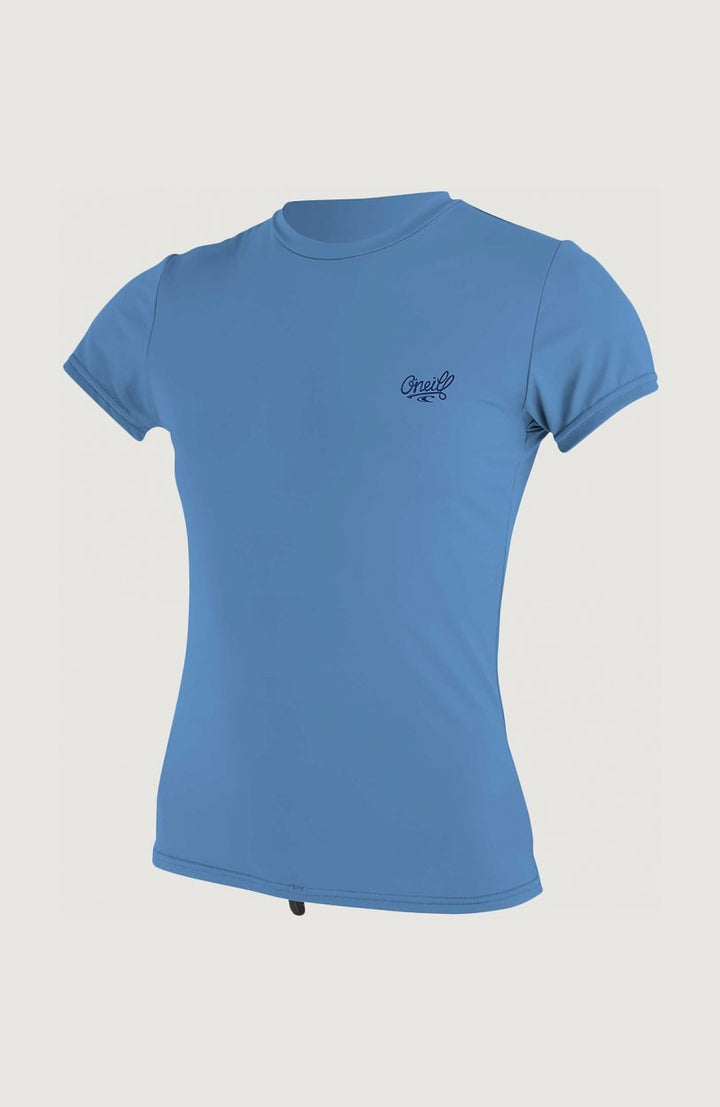 O'Neill Women's Premium Skins Short Sleeve Rash Guard Sun Shirt - Periwinkle/ Light Blue - 5302