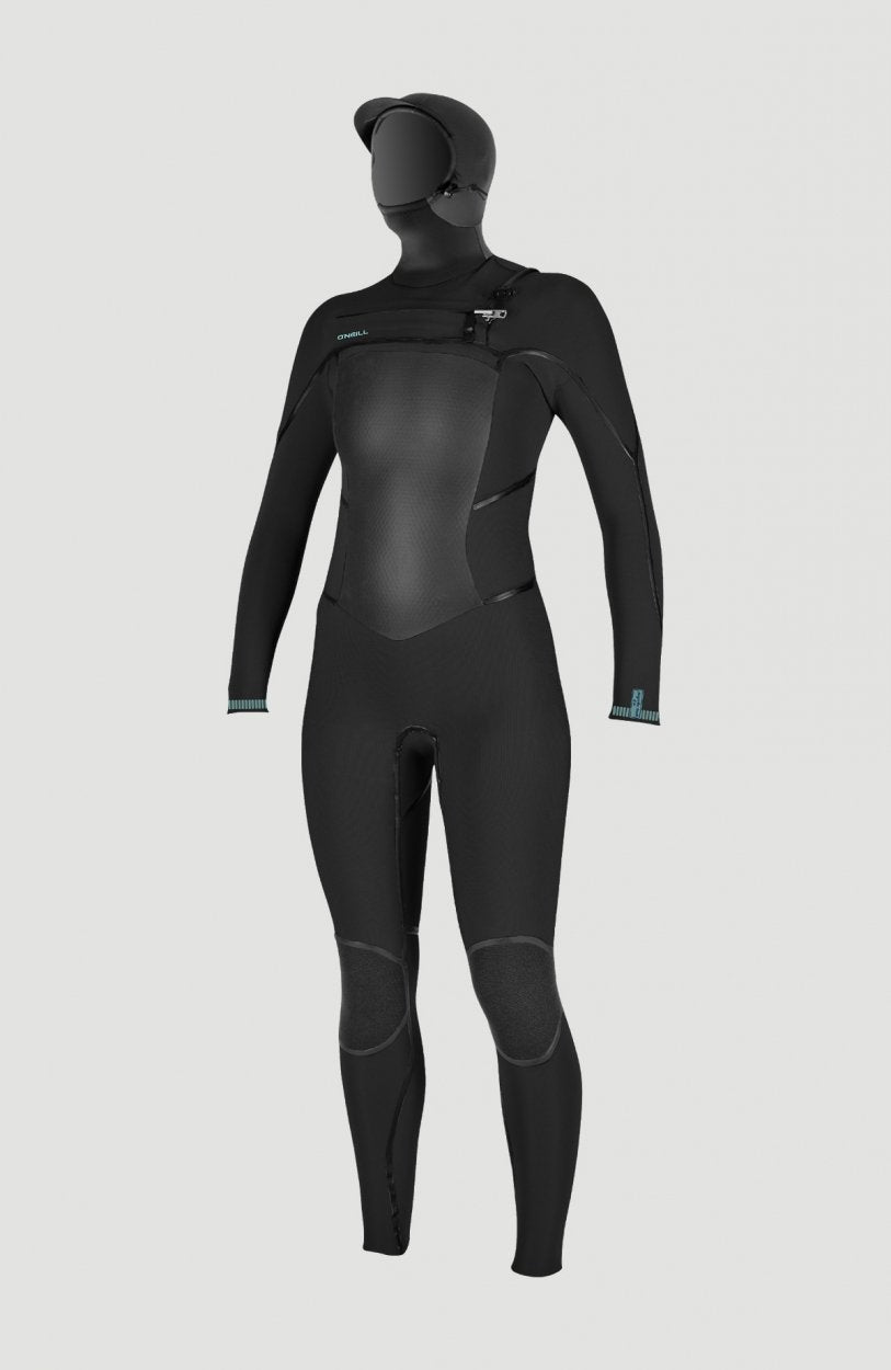 O'Neill Women's Psycho Tech 6/4+ Chest Zip Full Wetsuit w/Hood - Black - 5368