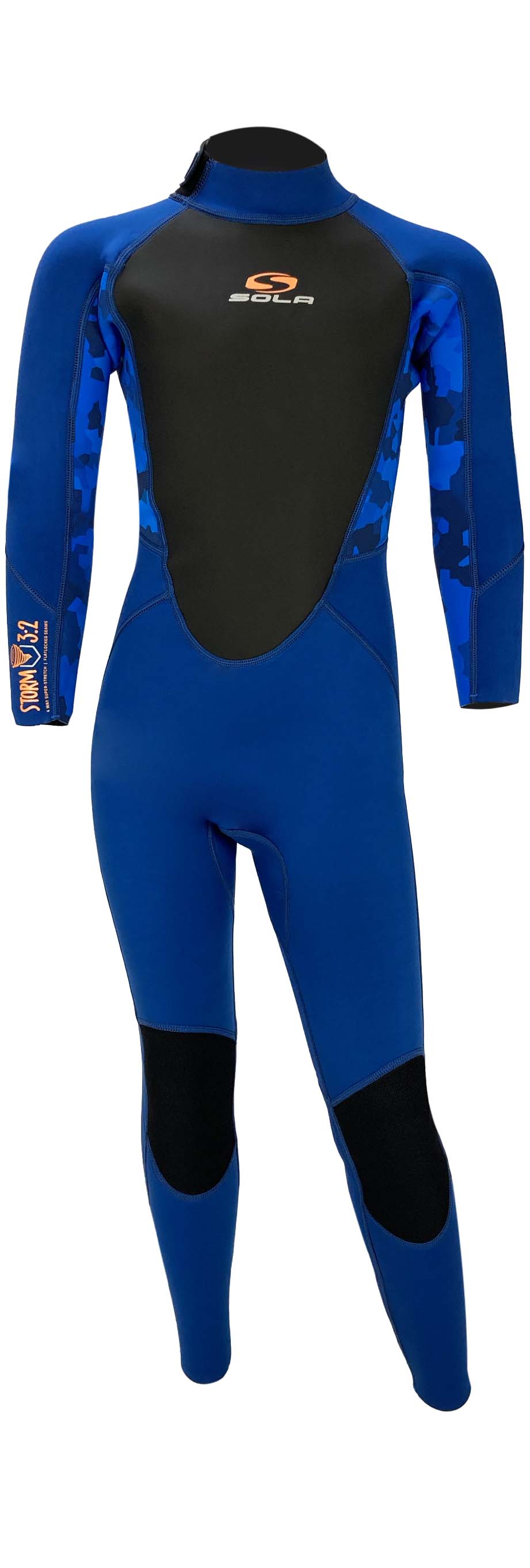 Sola Storm Kids 3/2mm Full Wetsuit - Blue/Camo - A1713