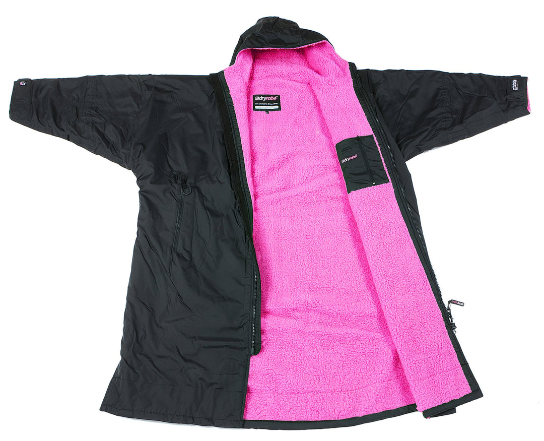 Dryrobe Long Sleeve Changing Robe - Black/ Pink