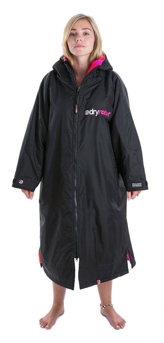 Dryrobe Long Sleeve Changing Robe - Black/ Pink