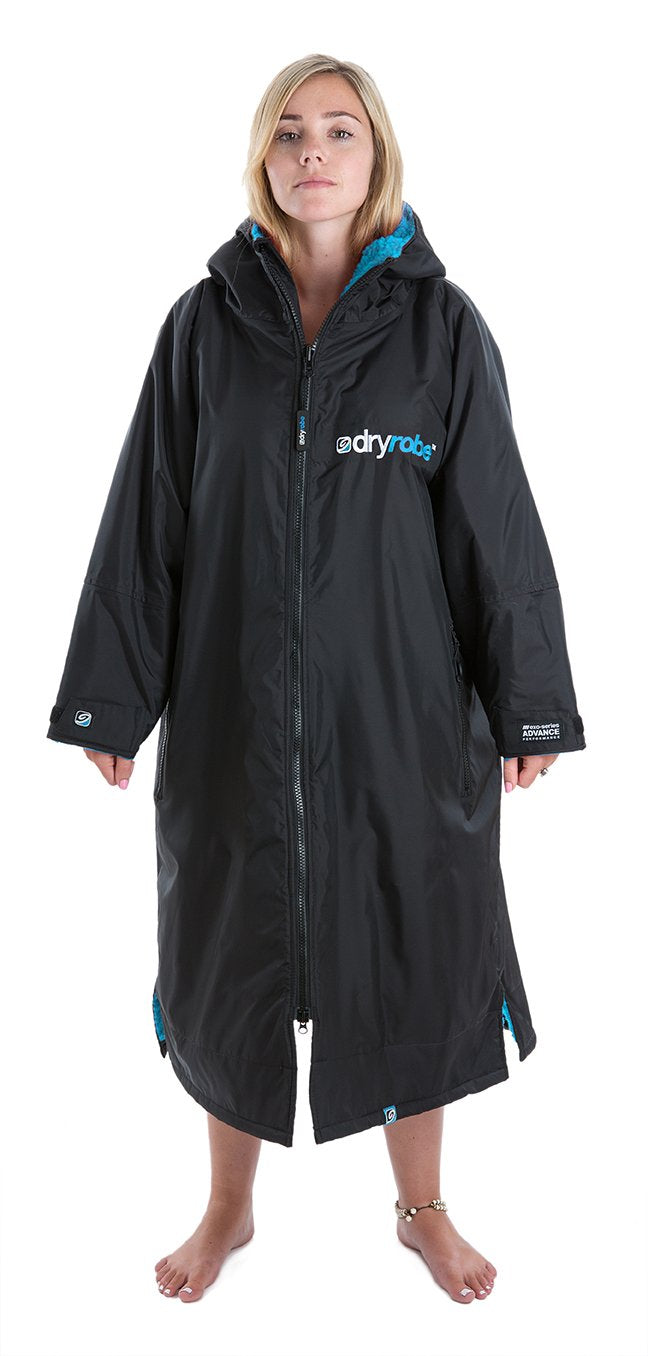 Dryrobe Long Sleeve Changing Robe - Black/ Blue – Brighton Watersports