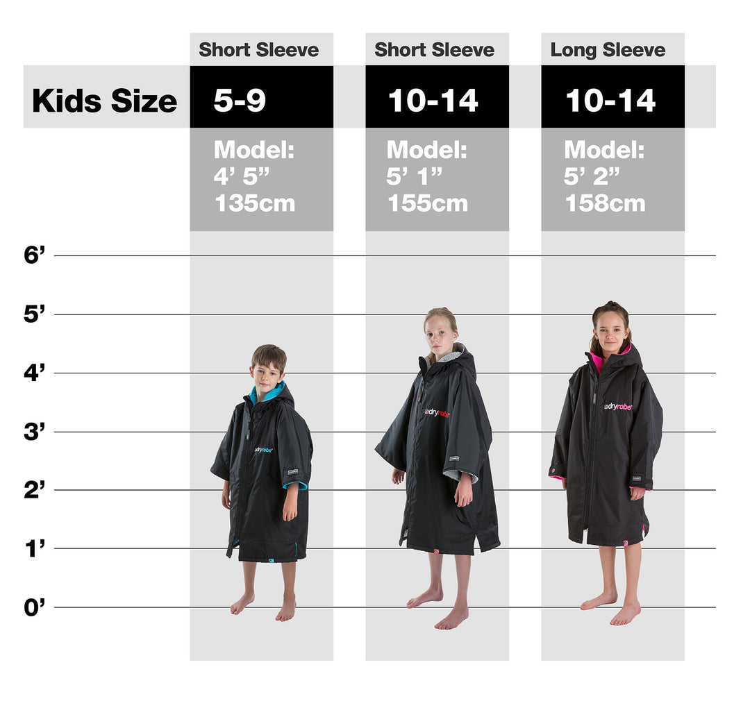 Kids Dryrobe Short Sleeve Changing Robe - Black/ Blue