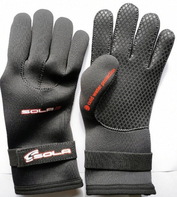 Sola 3mm Titanium Double Lined Neoprene Watersports Gloves With Wrist Strap - A1413