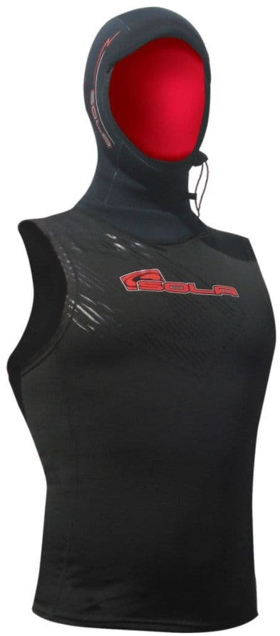 Sola Plush Hooded Vest - Polypro - Black/ Red Logo - A1084