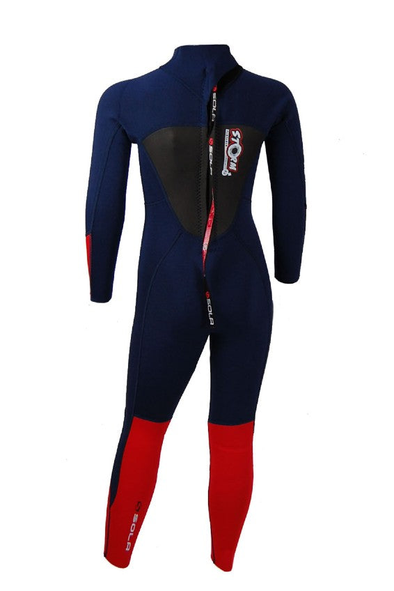 Sola Storm Kids 3/2mm Full Wetsuit - Red/Blue - A1713