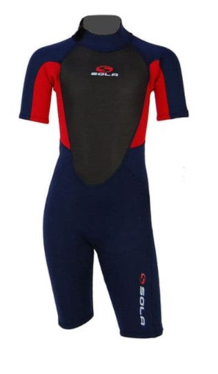 Sola Storm Kids 3/2mm Shorty Wetsuit - Red/Blue - A1721