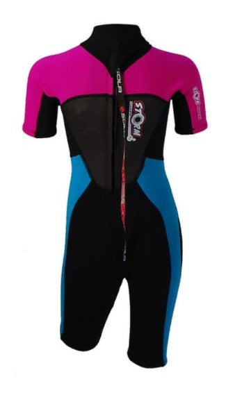 Sola Storm Kids 3/2mm Shortie Wetsuit - Magenta/Turquoise - A1723