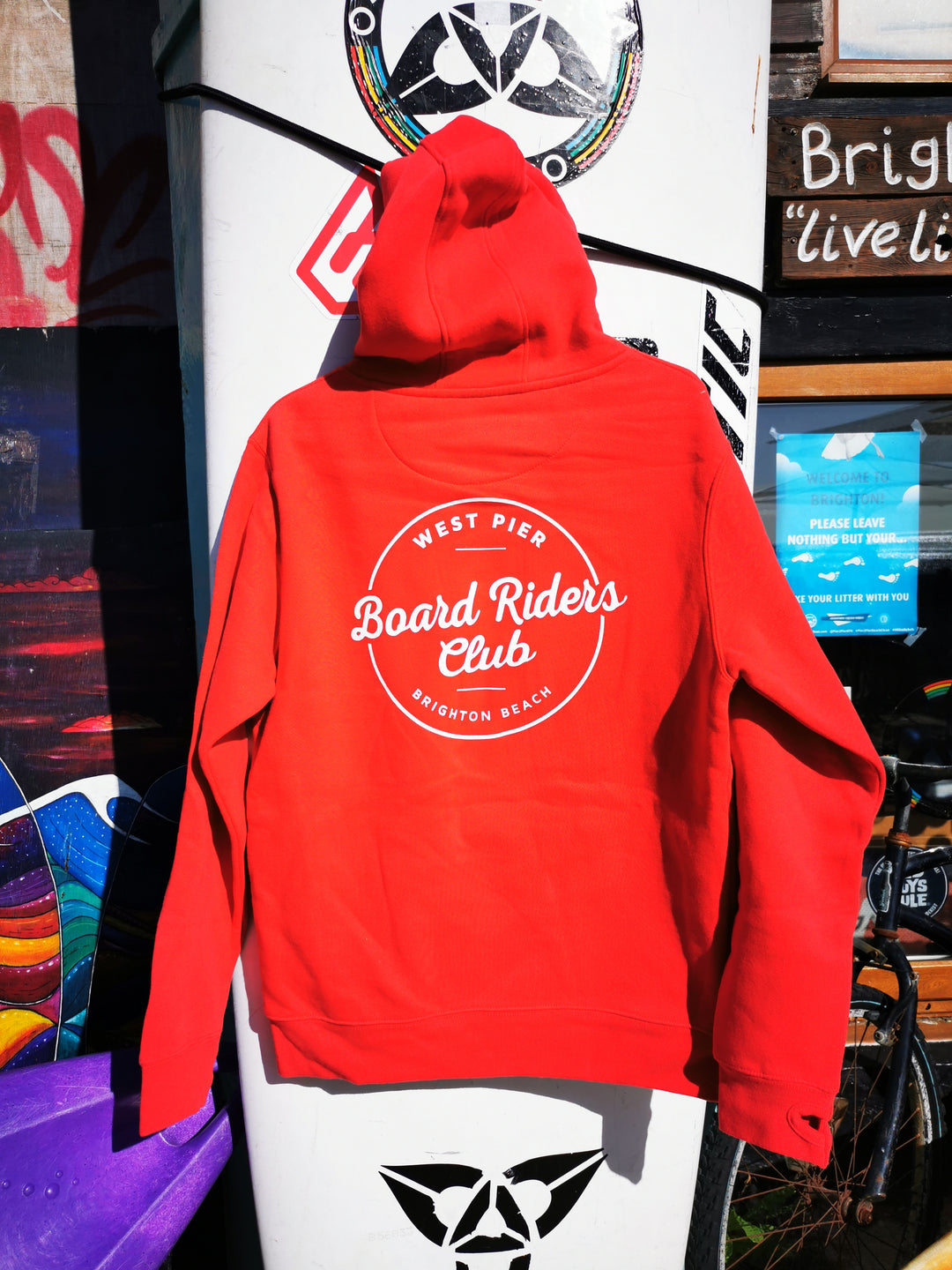 West Pier Hoodie - 'West Pier - Board Riders Club' logo - Dusty Red