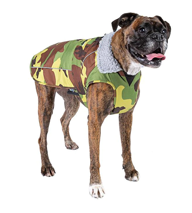 Dryrobe Dog/ Pet Jacket - Green Camo/ Grey