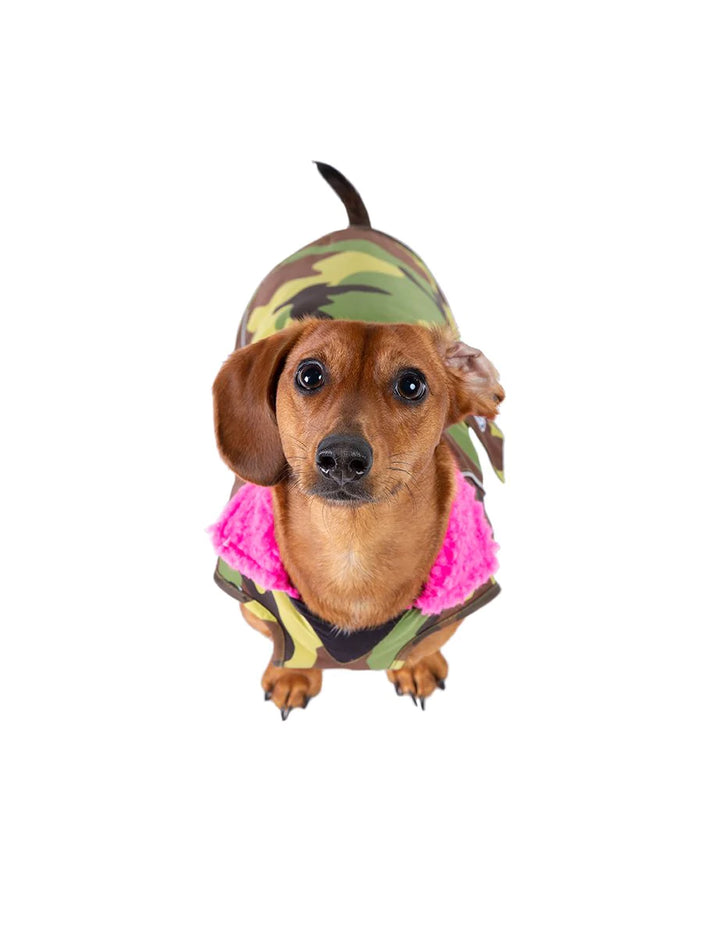 Dryrobe Dog/ Pet Jacket - Green Camo/ Pink