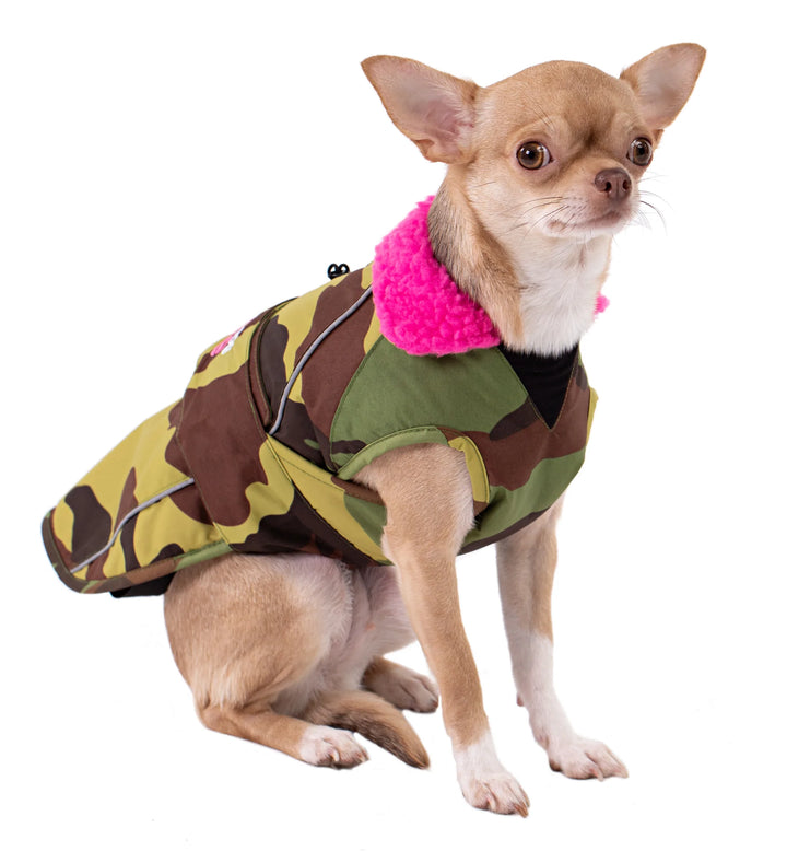 Dryrobe Dog/ Pet Jacket - Green Camo/ Pink