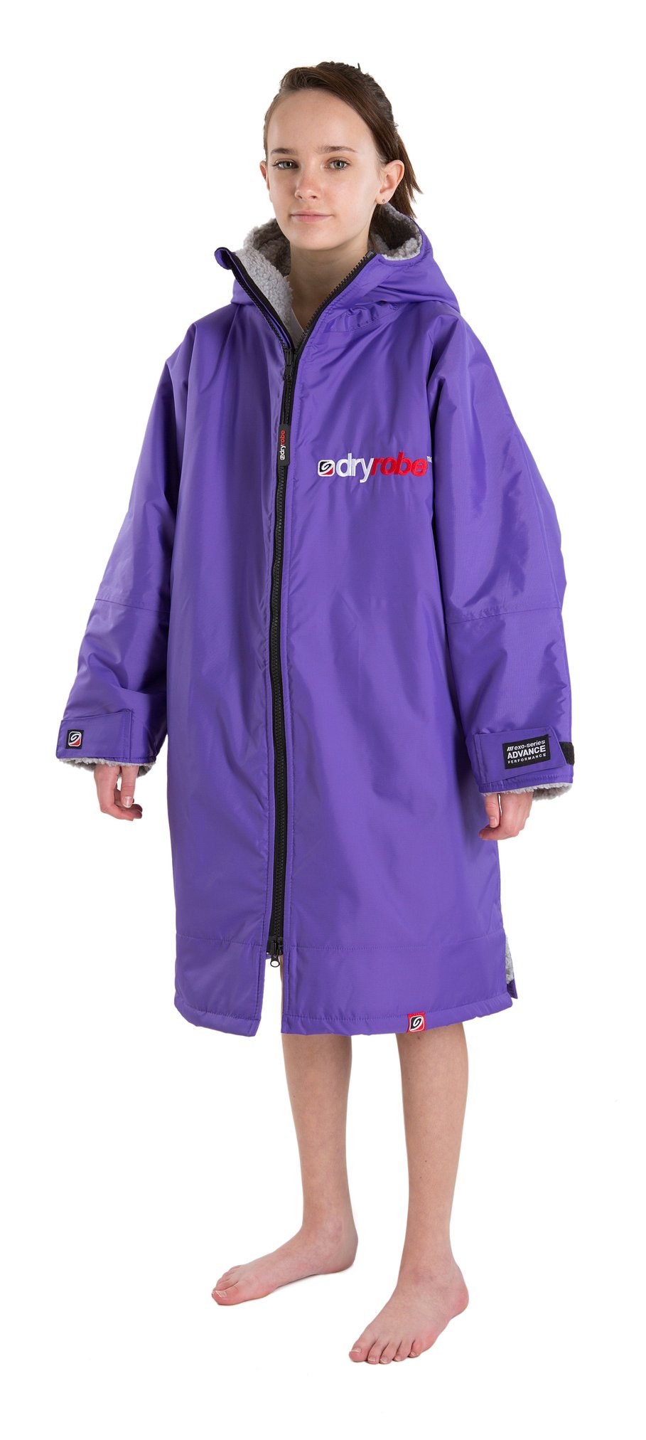 Kids Dryrobe Long Sleeve Changing Robe - Purple/ Grey