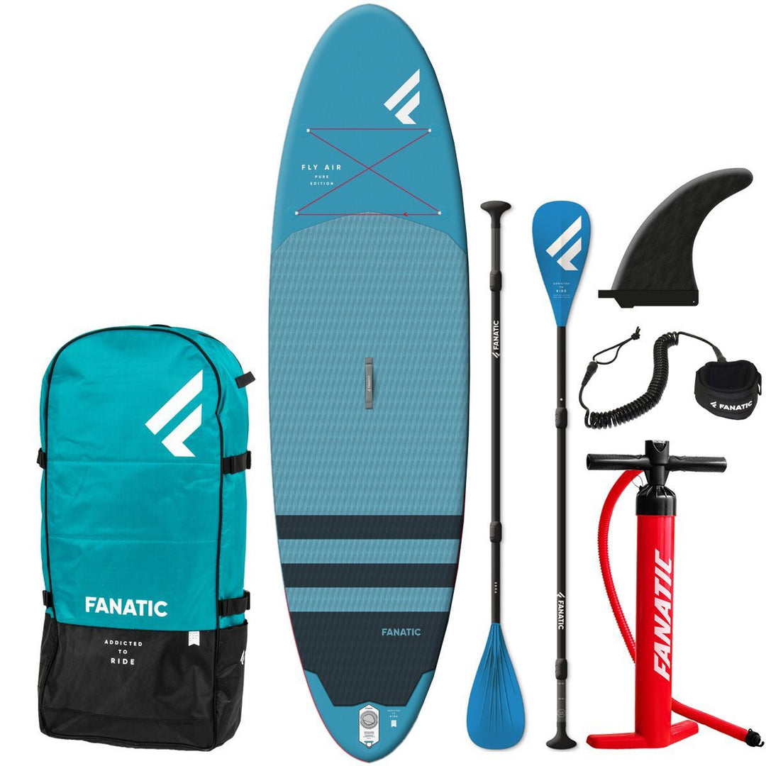 Fanatic Fly Air Pure (blue) 9'8" iSUP Inflatable Stand Up Paddleboard Package