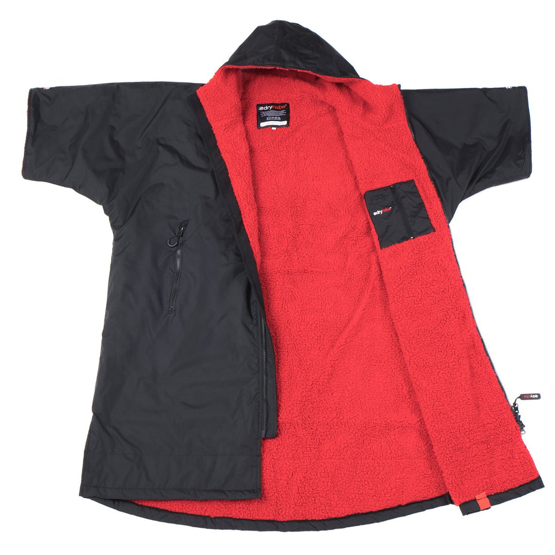 Dryrobe Short Sleeve Changing Robe - Black/ Red