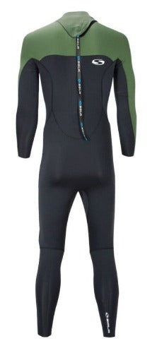Sola H2O Men's 4/3mm GBS Back Zip Full Wetsuit - Black/ Green - A1707