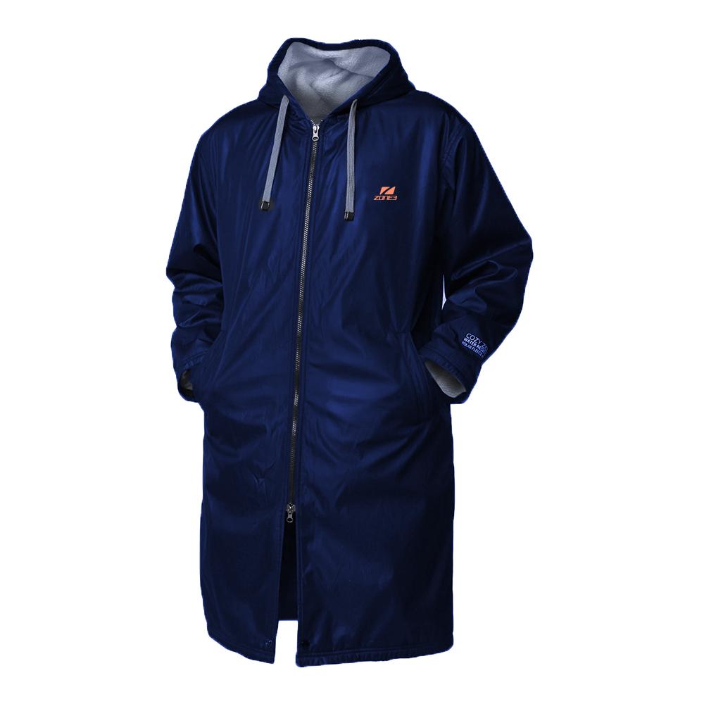 Zone3 Polar Fleece Lined Parka Robe Jacket - Navy/Grey/Orange